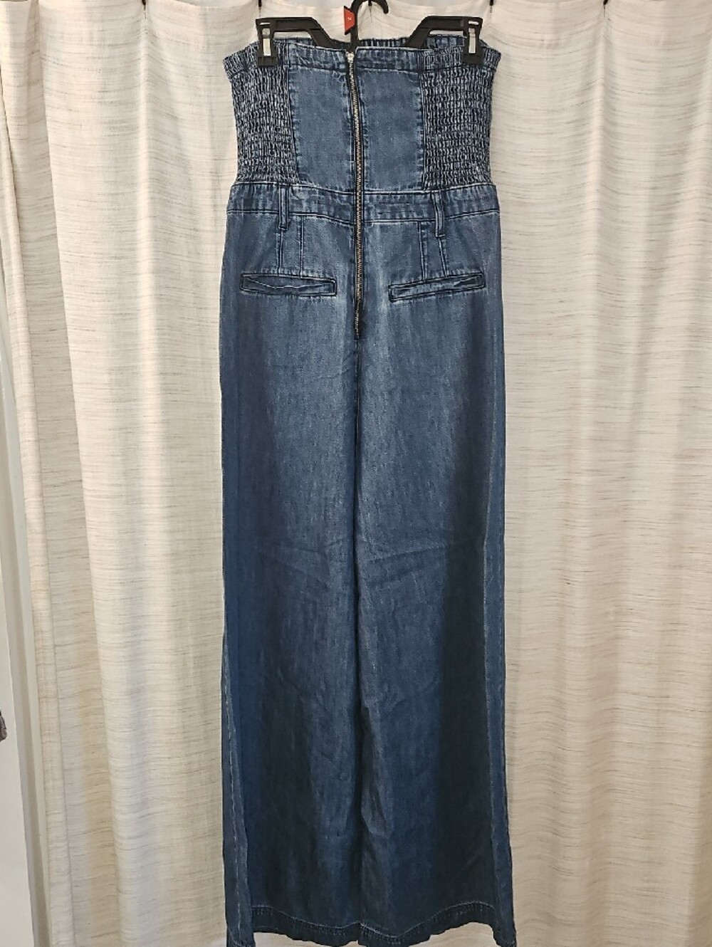 Anthropologie Pilcro The Skipper Strapless Denim Wide Leg Jumpsuit Size 10 - Picture 2 of 6
